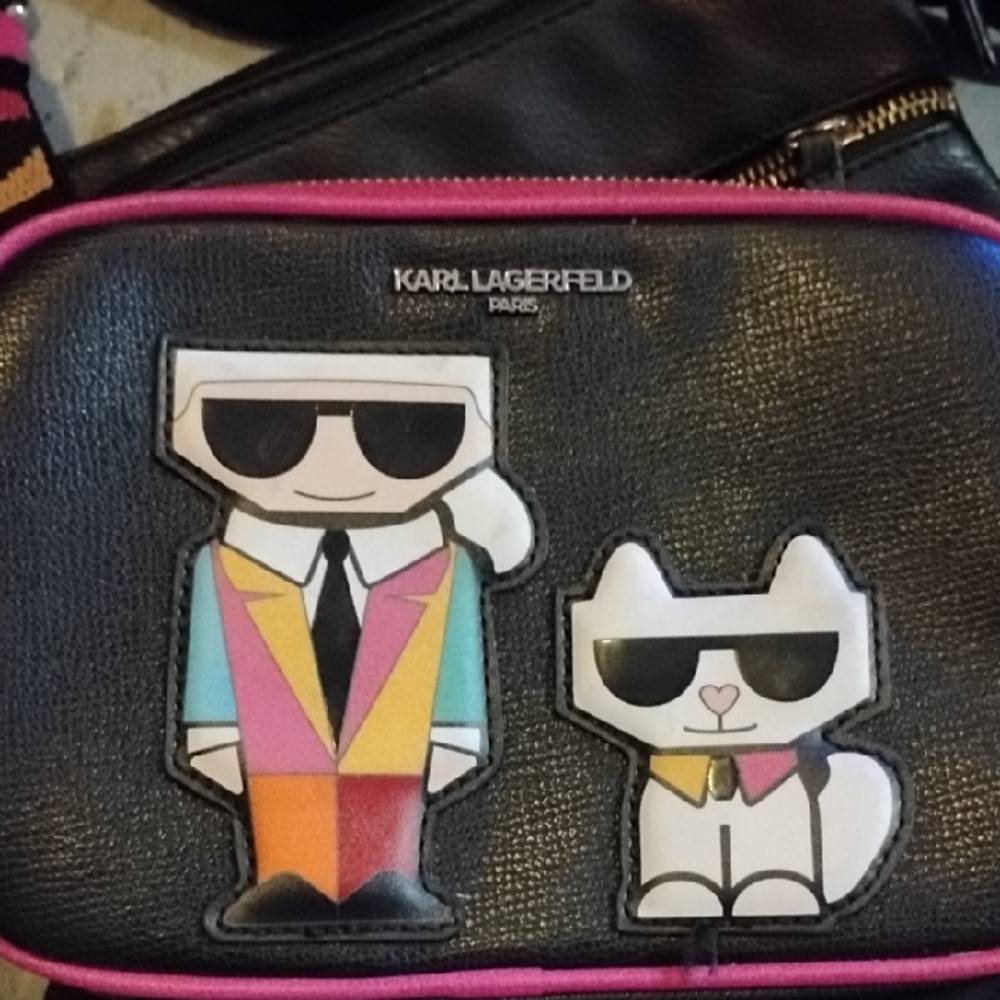 Karl Lagerfeld Black Bag with Colorful Cartoon Design